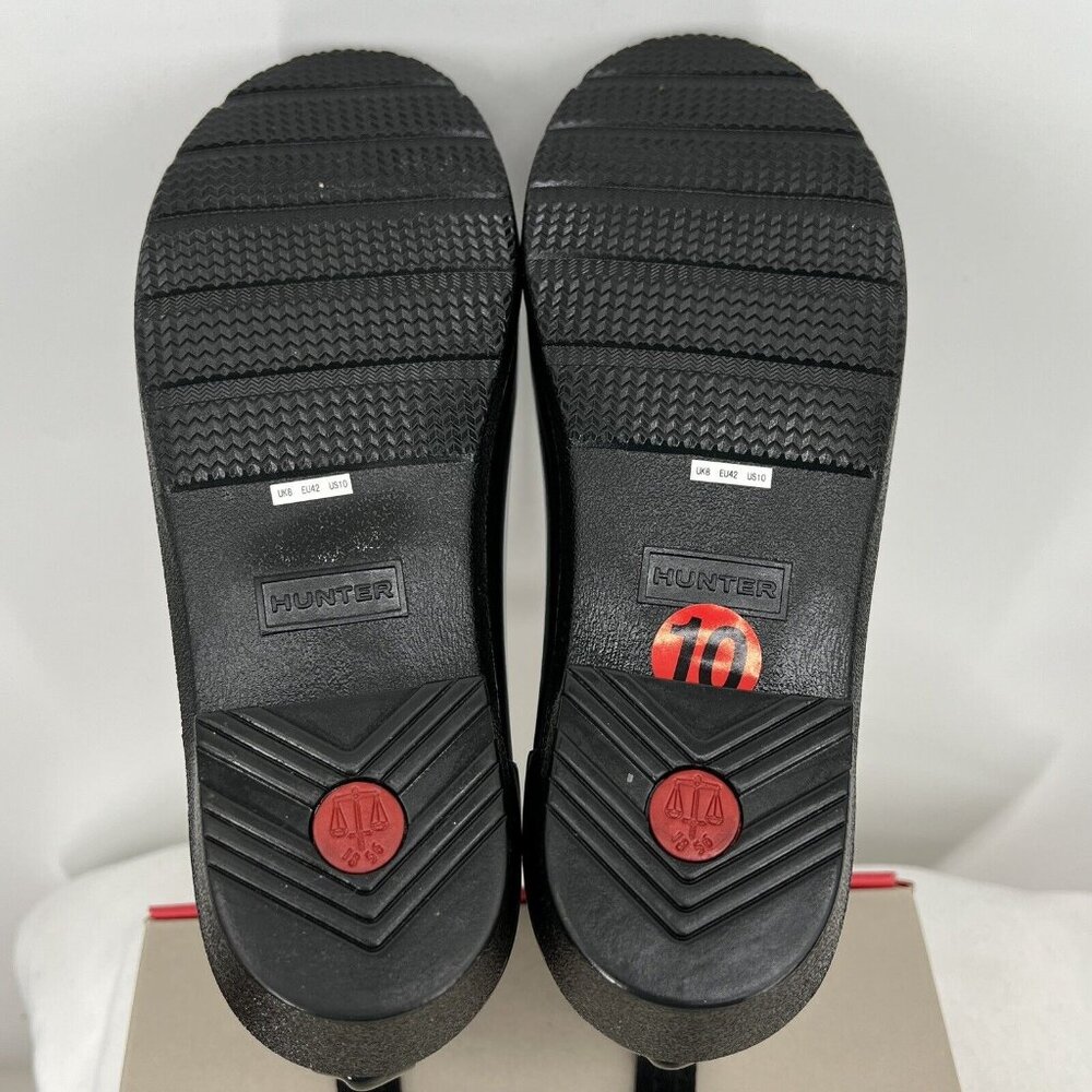 NWB HUNTER Women Refined Low Heel Biker Rubber Black Gloss Rain Boot Duo Size 10 - Picture 9 of 13